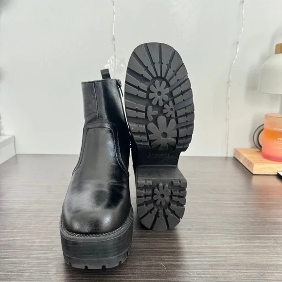 Black Leather Ankle Boots - Picture 3 of 4